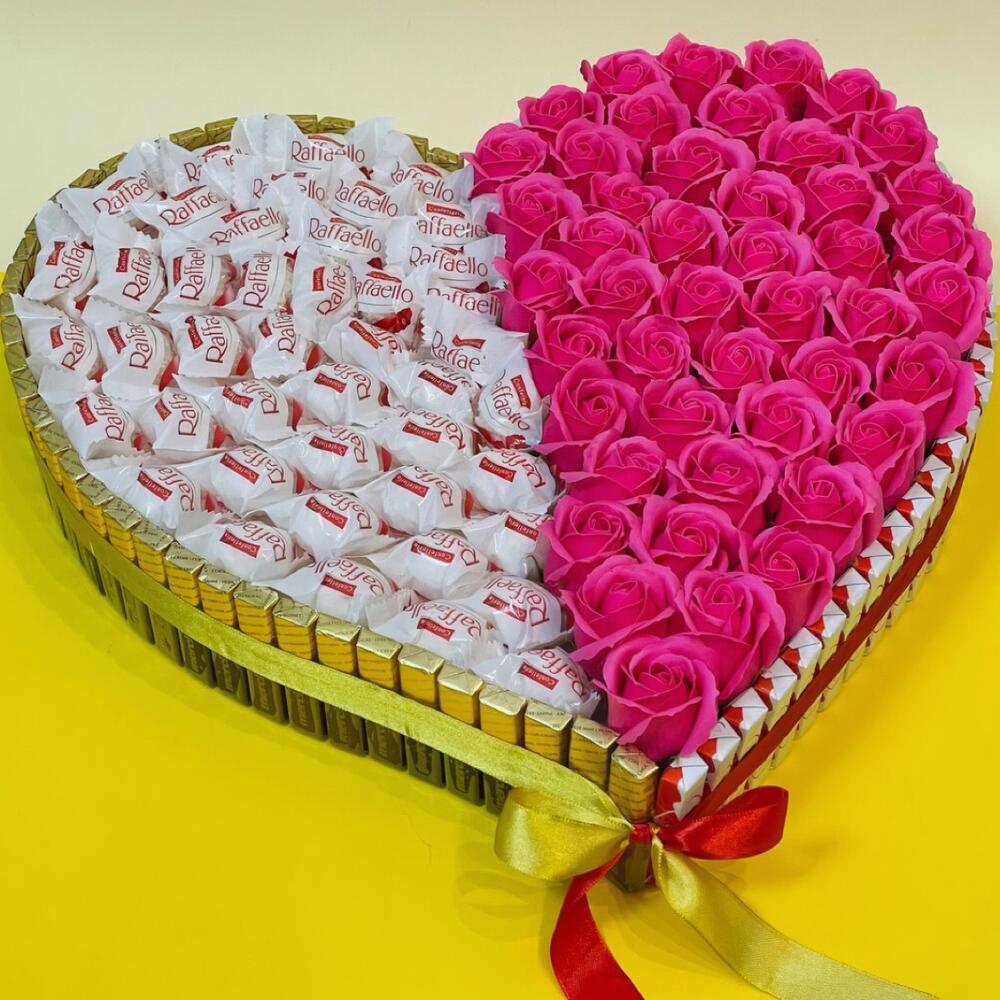 Сердце XXL с мыльными розами